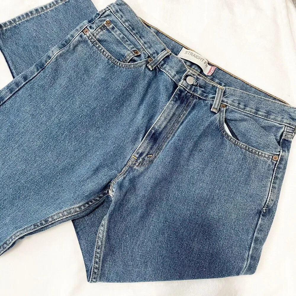 levis 505 straight fit jeans mens blue denim size 36x30 Cotton